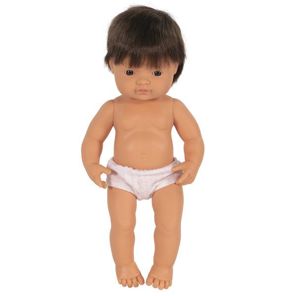 Miniland Educational Anatomically Correct 15in. Baby Doll, Caucasian Boy, Brunette 31079